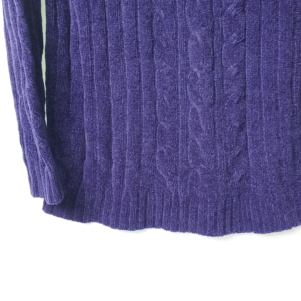 Classical Elements Purple Velour Cable Sweater M - image 6